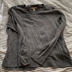 Gray long sleeve sweater worn cute split back